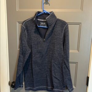 Eddie Bauer Blue Zip Up Sweater with Stand-Up Collar